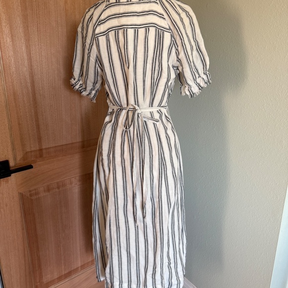 Pilcro Anthropologie Linen Striped White and Black Dress 8 - Picture 8 of 11
